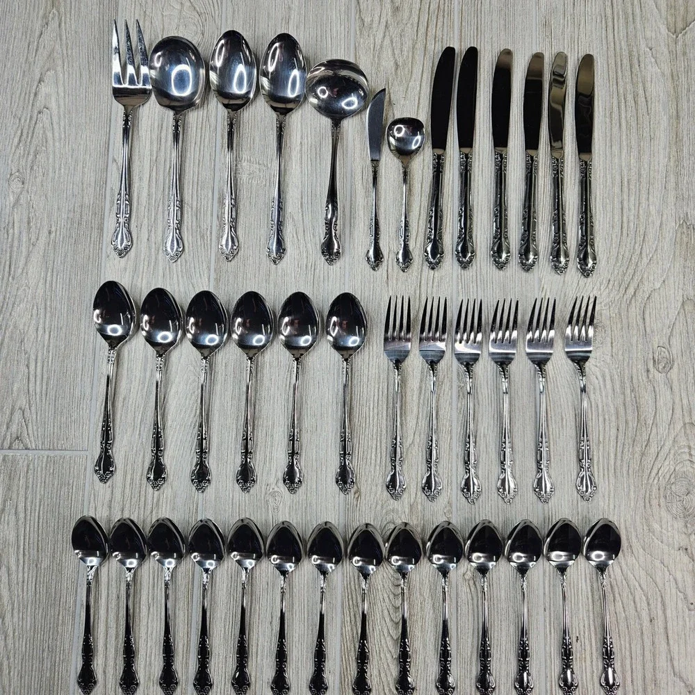 Supreme by Towle Stainless Steel Flatware Set 39 Pcs Floral Rose Japan TWS142